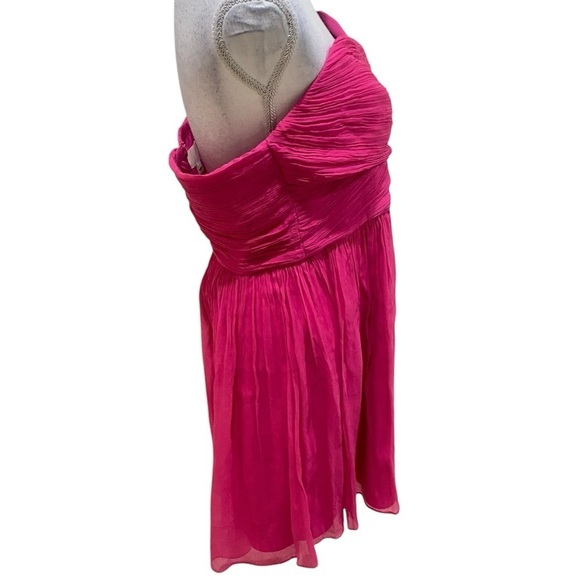 NWT J Crew hot fuchsia pink 100% silk lined strapless mini dress full skirt 16 - Picture 5 of 12
